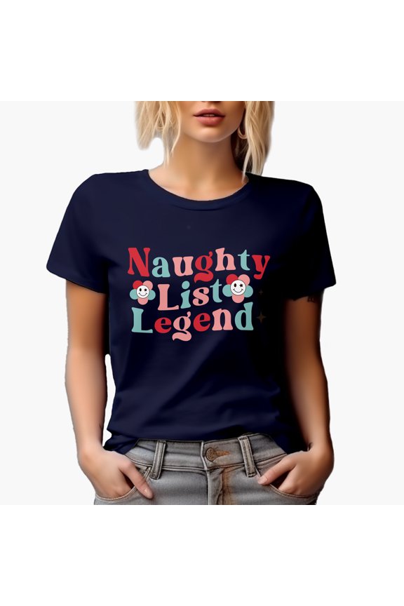 Naughty List Legend Magical Holiday Season Gift Idea, Navy Blue T-Shirt, Small