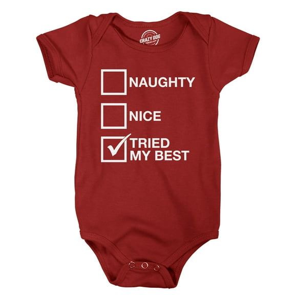Naughty List Nice List Tried My Best Baby Bodysuit Funny Christmas Jumper For Infants