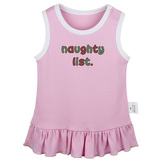 Naughty List Novelty Dresses For Baby, Newborn Babies Skirts, Infant Princess Dress, 0-24M Kids Graphic Clothes (Pink Sleeveless Dresses, 18-24 Months)
