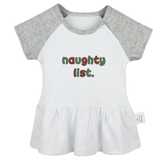 Naughty List Novelty Dresses For Baby, Newborn Babies Skirts, Infant Princess Dress, 0-24M Kids Graphic Clothes (Gray Raglan Dresses, 0-6 Months)