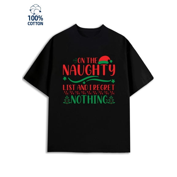 Naughty List Tee mens funny humor 180G 100% Cotton black husband funny humor Fashion Unisex Shirt Printed tshirts Vintage Unisex Shirt Printed tshirts Casual Unisex Shirt Cotton tshirts