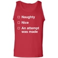 thumbnail image 1 of Naughty/Nice/An Attempt Was Made Adult Tank Top, 1 of 3
