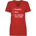 thumbnail image 1 of Naughty/Nice/An Attempt Was Made Womens V-Neck T-Shirt, 1 of 2