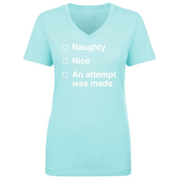 Naughty/Nice/An Attempt Was Made Womens V-Neck T-Shirt
