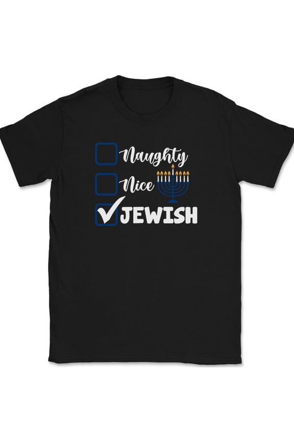 Naughty Nice Jewish T-Shirt Funny Hanukkah Holiday Hebrew Jewish Tee