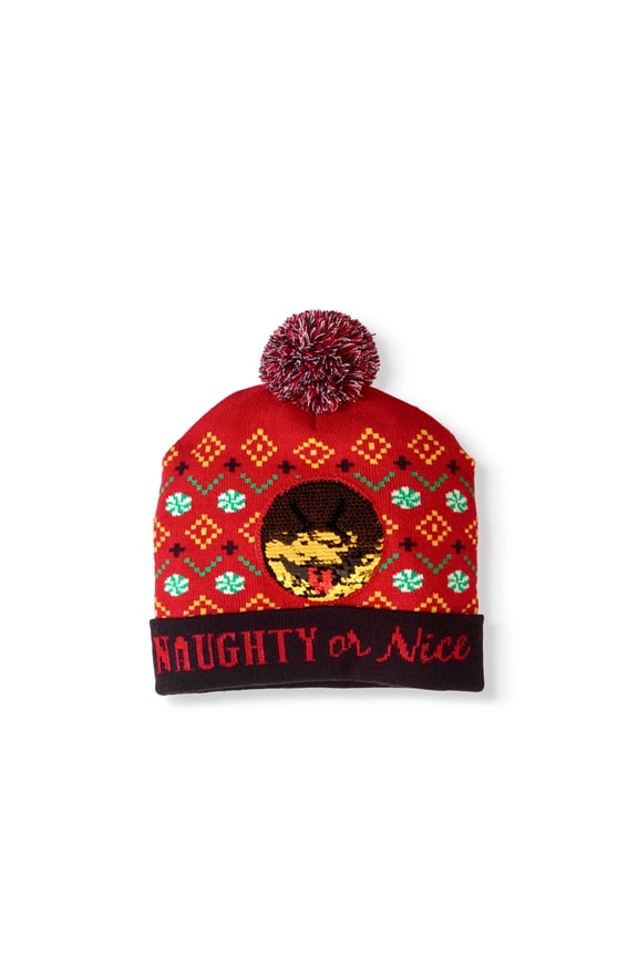 'Naughty Nice' Reversible Sequin Festive Beanie