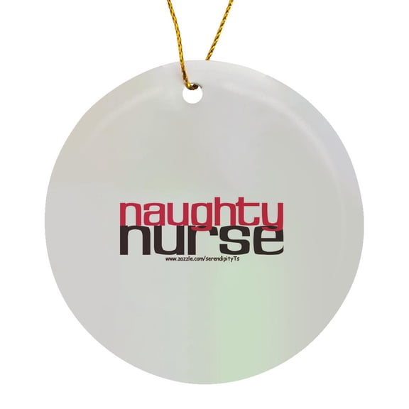 Naughty Nurse Pink, Circle Porcelain Ornament