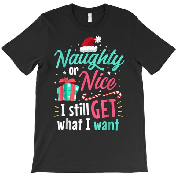 Naughty Or Nice List Funny Christmas Stocking Stuffer Gift Graphic T-Shirt G3920, Up to 5XL