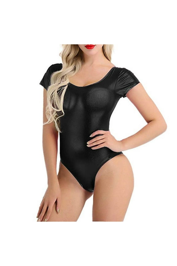 Naughty Outfits for Women Comfortable Wetlook Body Shiny Ballet Leotard Dance Body Jumpsuit Party Dance Wear Disco Womens Underwear