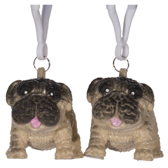 Naughty Pooping Animals - Set Of 2 Pooping Pug Dogs w/ Carabiner Clip