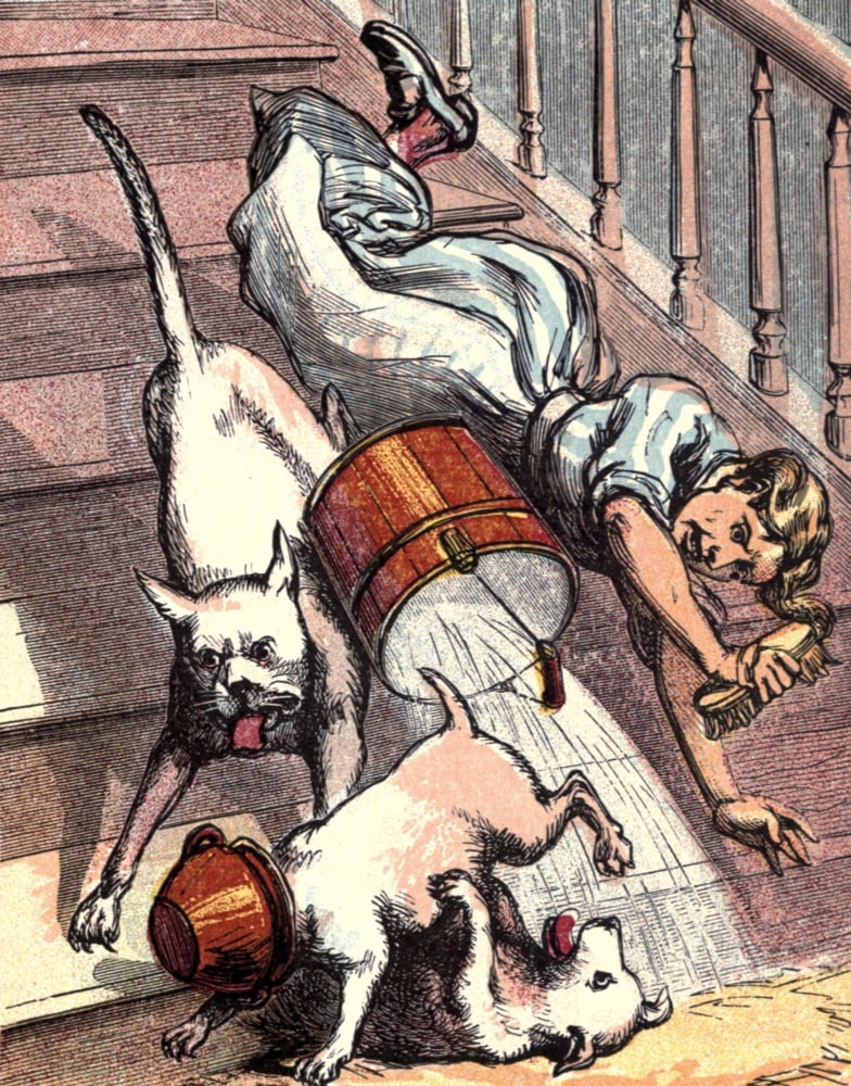Naughty Puppies 1870 Taking a tumble Canvas Art - Unknown (18 x 24)