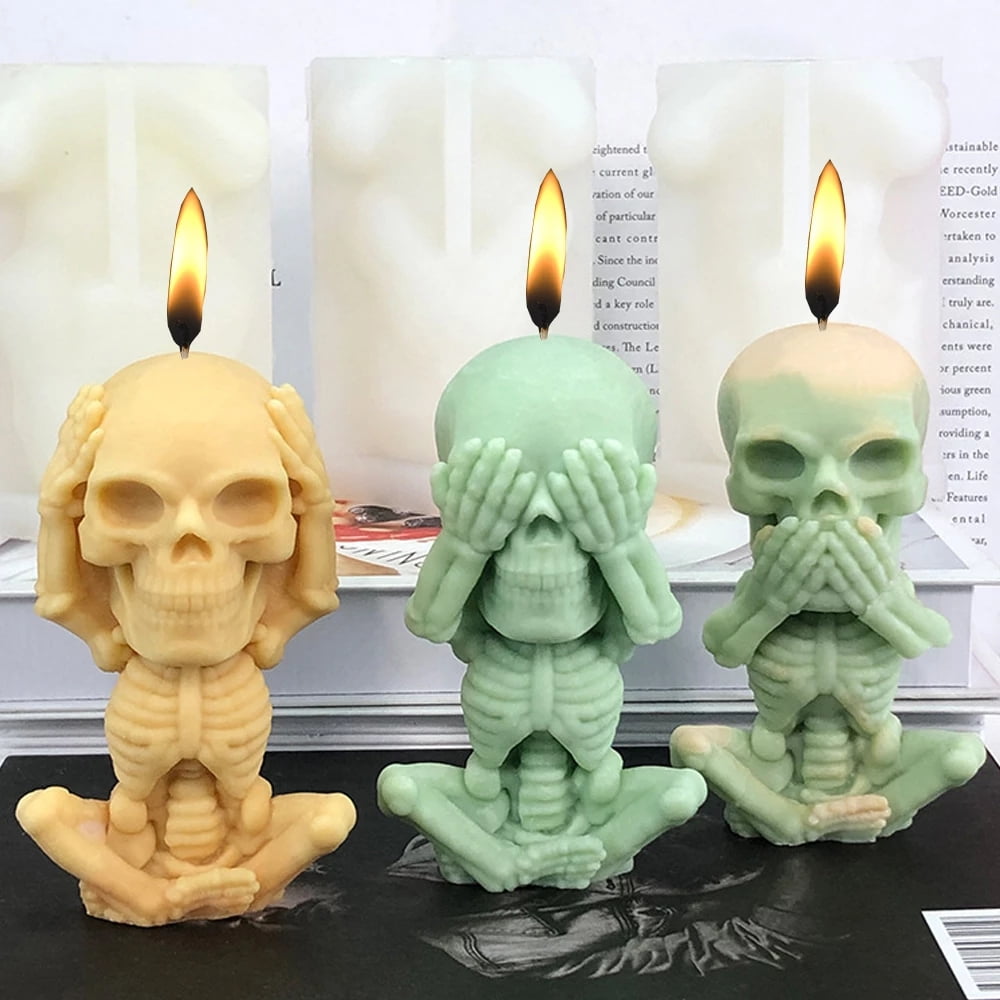 Halloween Triple Skeleton Silicone Candle Mold for DIY Epoxy Resin  Aromatherapy Candle Plaster Ornaments Handicrafts Body Mould