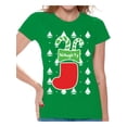 thumbnail image 1 of Naughty Womens Shirt Christmas Stocking T-Shirt for Her Xmas 2020 Holiday Shirts Merry Christmas Shirt for Women Happy New Year Tee, 1 of 4