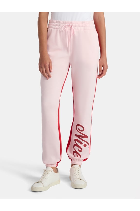 Women's Naughty and Nice Graphic Fleece Joggers, Sizes XXS-XXL