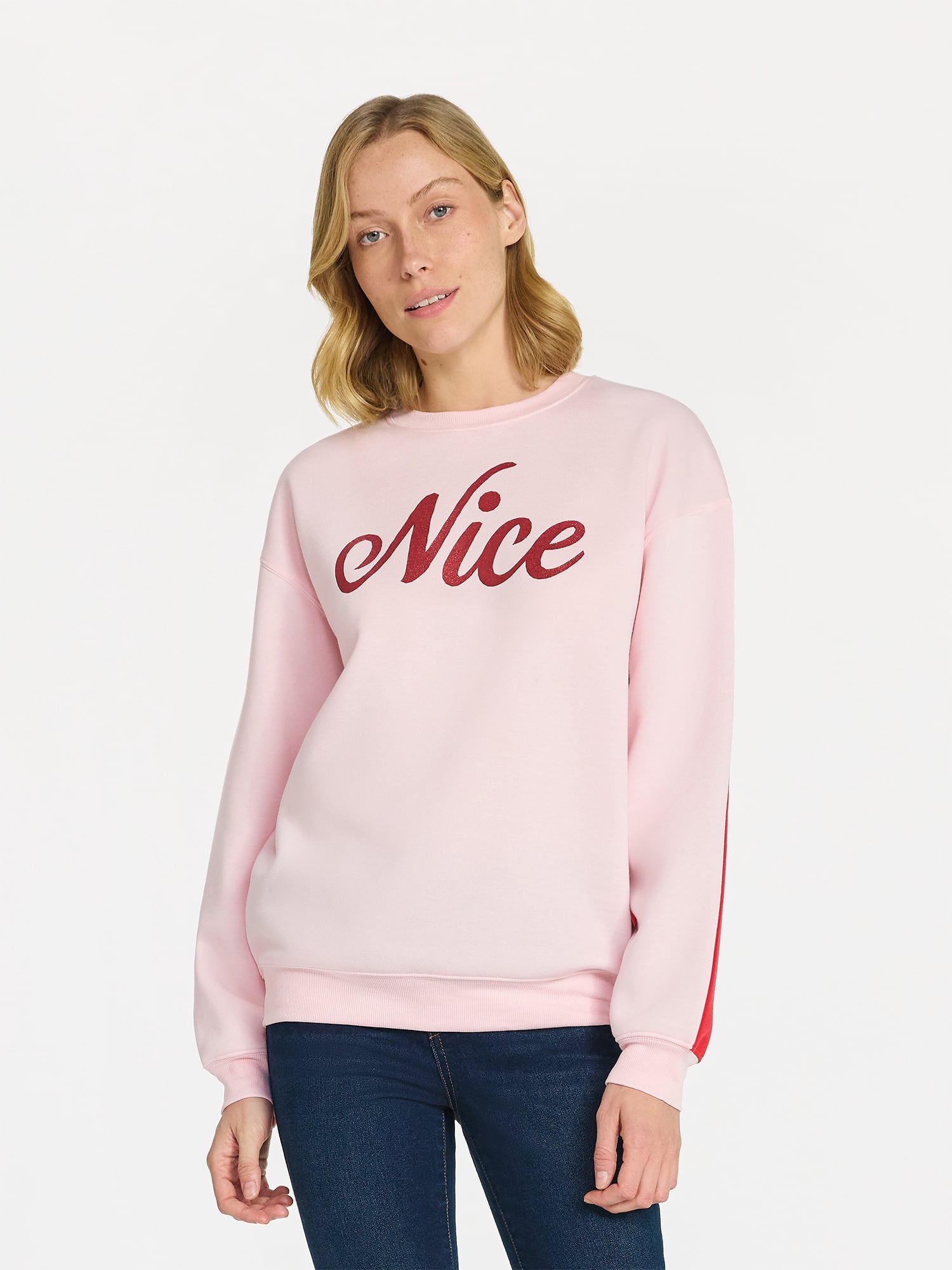 Christmas Women's Naughty and Nice Graphic Fleece Sweatshirt, Sizes XXS-XXL