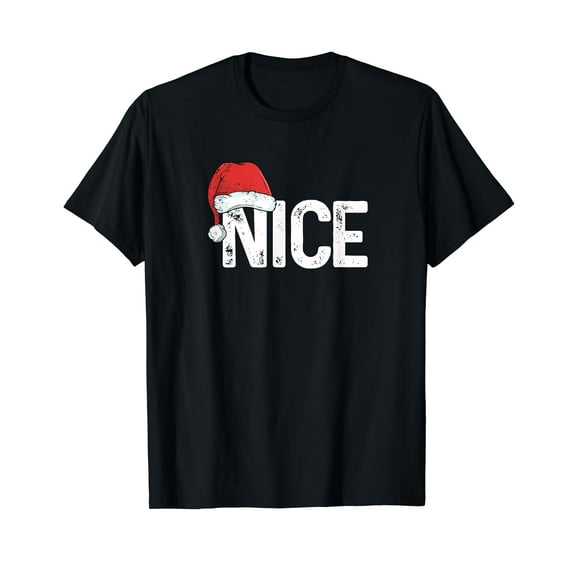 Naughty or Nice Shirt Matching Christmas Couples Costume Tee T-Shirt