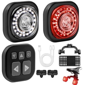 NaughtyJoy 2 Packs Smart Wireless Turn Signal Light for Night Riding USB Rechargeable Waterproof Bicycle Taillights with Controller for Safety Cycling