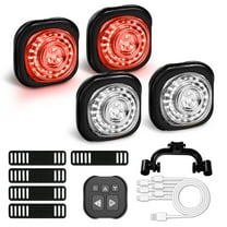 NaughtyJoy 4 Packs Smart Bike Signal Lights with Remote,Waterproof Warning Safety Turn Light Front and Rear Rechargeable for Ebike