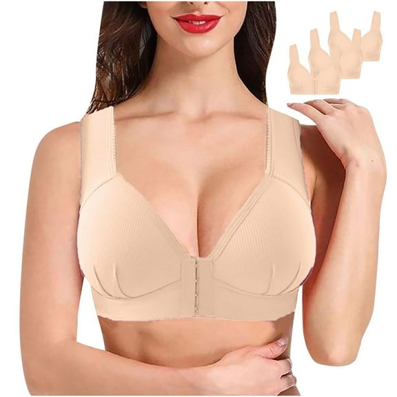 Naughtyhood 3pcs Woman's Lingerie Fashion Plus Size Wire Free Comfortable Push Up Hollow Out Bra Underwear