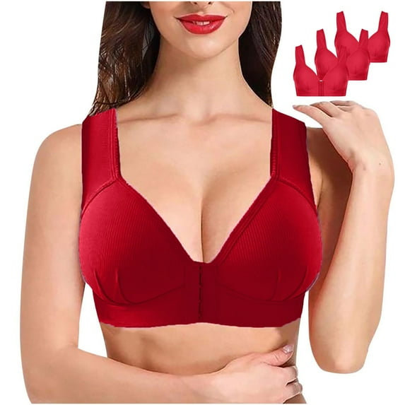 Naughtyhood 3pcs Woman's Lingerie Fashion Plus Size Wire Free Comfortable Push Up Hollow Out Bra Underwear