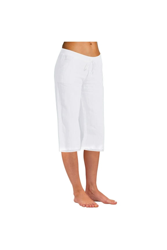 Boho Pants for Women High Waisted Casual Work Pants Women Fashion Women Summer Casual Loose Pockest Elastic Waist Trousers Capris Pants Womens Pants