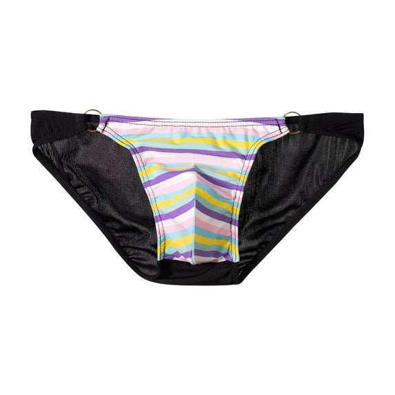 Naughtyhood Funny Underwear for Men Men's Color Stripe Briefs Fashion Underwear Personalized Low-waistline Hoop Panties Buttock Covering Briefs