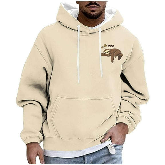 Naughtyhood Hoodies for Men Men Casual Fashion Printed Pullover Drawstring Long Sleeve Hooded Sweatshirts