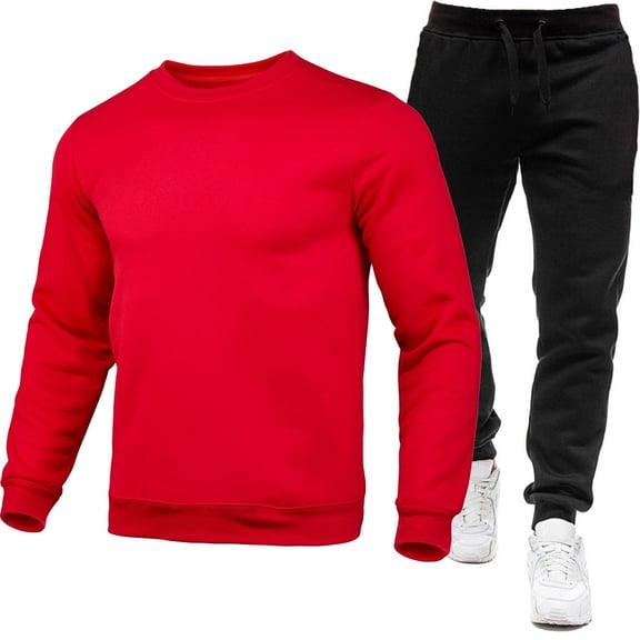 Naughtyhood Hoodies for Men Mens Sweatshirt Fashionable Men's Solid Color Long Sleeve Round-Neck Blouses Shirts Sets