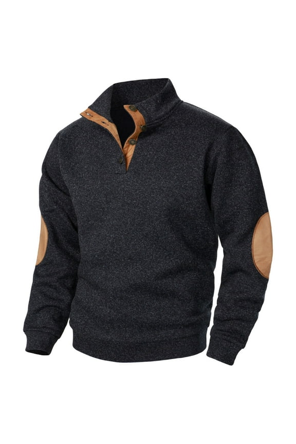 Hoodies for Men Mens Sweatshirt Men's Fall Standing Collar Hooded Sweatshirt Jacket Knit Color Blocking Button Hooded Sweatshirt