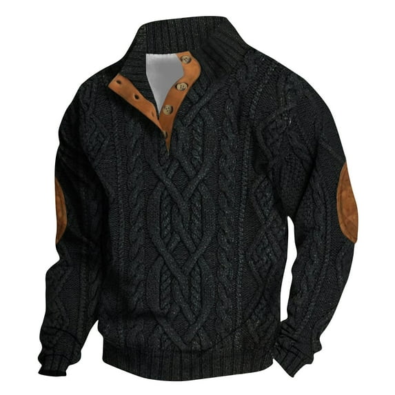 Naughtyhood Hoodies for Men Mens Sweatshirt Men's Fashion Vintage Printed Button-up Long-sleeved Top without Hoodie