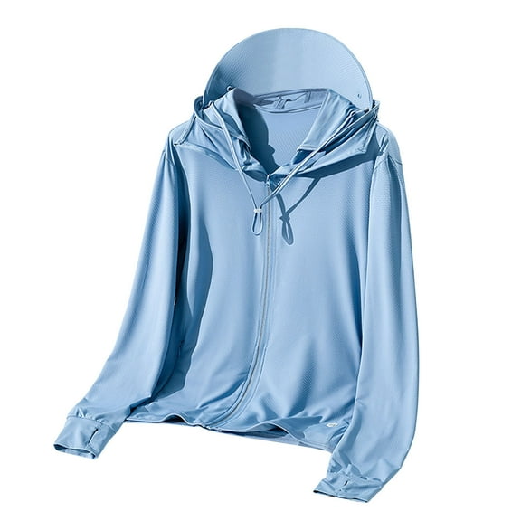 Naughtyhood Hoodies for Men Summer Solid Color Sunscreen Jacket with Hooded Protective Line Jacket