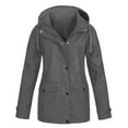 thumbnail image 1 of Naughtyhood Jackets for Women,Women Solid Rain Jacket Outdoor Plus Hooded Raincoat Windproof Jackets Solid Outwear Gray L, 1 of 4