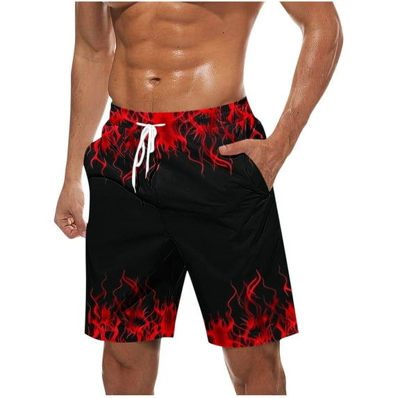 Naughtyhood Mens Shorts Casual Fashion Print Shorts with Pockets Elastic Waist Beach S-XXXXXL