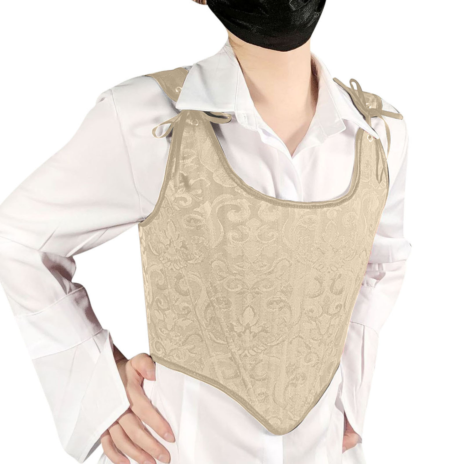 Zipper Tie-Up Corset Waist Tank Top