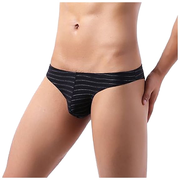 Naughtyhood Silk Underwear for Men Men's Bikini Briefs Half Hip Low Waist Color Striped Panties Comfy Panties the Perfect Gift for Men Pretty Panties for Men
