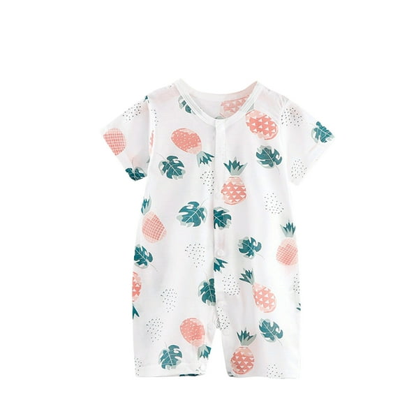 Naughtyhood Solid Color Baby Onesie Baby Spring New Onesie Newborn Climbing Clothes Short Sleeve Thin Ha Clothes Bag Fart Clothes,Clearance Baby Clothes Loose Onesie,White,66