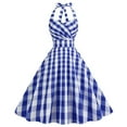thumbnail image 1 of Naughtyhood Summer Clearance Women Dress! Maxi Dress for Women Sexy Fashion V-Neck Sleeveless Women's Dress Sexy Checkered Print Hanging Neck Dress Maxi Dresses Perfect Gifts for Women Girls, 1 of 1
