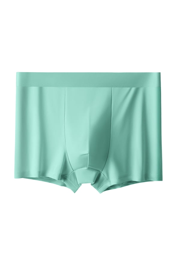 Comfortable Underwear Mid-waist Breathable Crotch Men's Shorts Trendy Milk Silk Comfort Shorts,Green,L