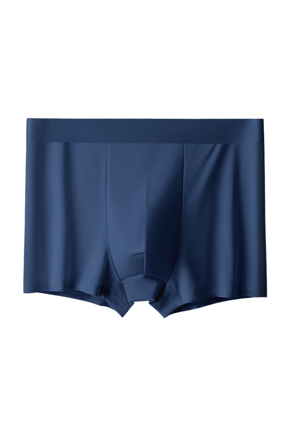 Quick Dry Mens Underwear Mid-waist Breathable Crotch Men's Shorts Trendy Milk Silk Comfort Shorts,Dark Blue,XL