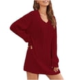 thumbnail image 1 of Naughtyhood Sweater Dress for Women,Women Fashion Casual Solid Round Neck Long Sleeve Pullover Knit Sweater Dress Red M, 1 of 6