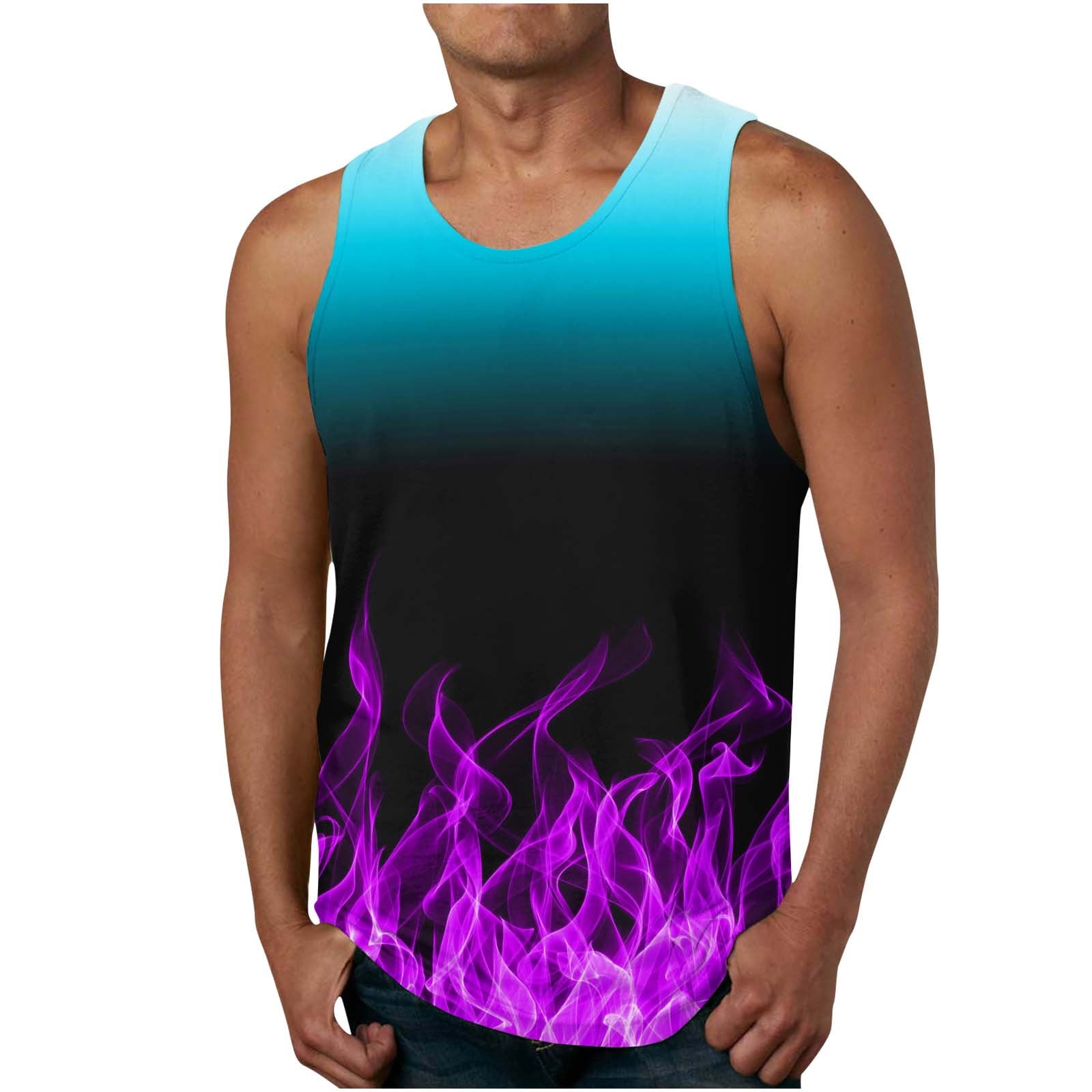 Naughtyhood Top Tanks for Men,Men Casual Fashion Gradation Printing ...
