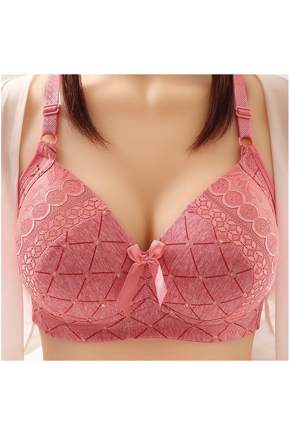 Woman's Lingerie Fashion Bowknot Printing Comfortable Hollow Out Bra No Rims Underwear