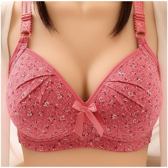 Naughtyhood Woman's Plus Size Bra Fashion Sexy Seamless Push Up Underwear Comfortable Breathable Hollow Out Bra No Rims,Woman's Bowknot Printing Gathered Together Underwear