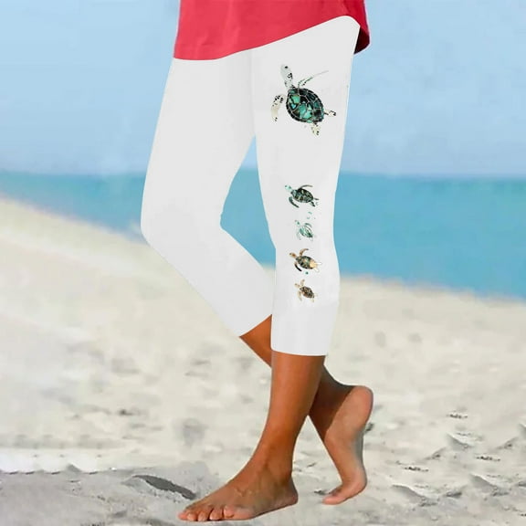 Naughtyhood Women Plus Size Pants Plus Size High Waist Pants Women's Fashion Solid Color Turtle Print Leggings With Yoga Sport Elastic Pants