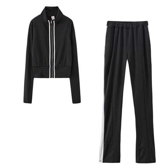 Naughtyhood Women Solid Color Hooded Sweatshirt and pant Tracksuit Sport Suit Matching Sets for Women Black XXL