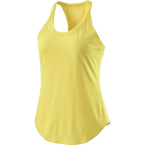 Naughtyhood Women Tank Tops,Women Summer Sexy Round Neck Women Short Sleeves Top Hanger I-shaped Camisole Back Fold External Yoga Exercise Singlet,Yellow,S