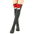 thumbnail image 1 of Naughtyhood Women's Christmas Extended Knee Length Stockings Solid Bow Plush Ball Warm Socks, 1 of 4