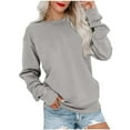 thumbnail image 1 of Naughtyhood Women's Fashion Solid T-shirt Loose Long Sleeves Pocket Blouse Round Neck Casual Tops Sweatshirt, 1 of 6