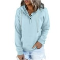 thumbnail image 1 of Naughtyhood Women's Hooded Solid Color Long-sleeved Sweatshirt Casual Blouse Pullover Tops Hoodie Light Blue XXL, 1 of 6