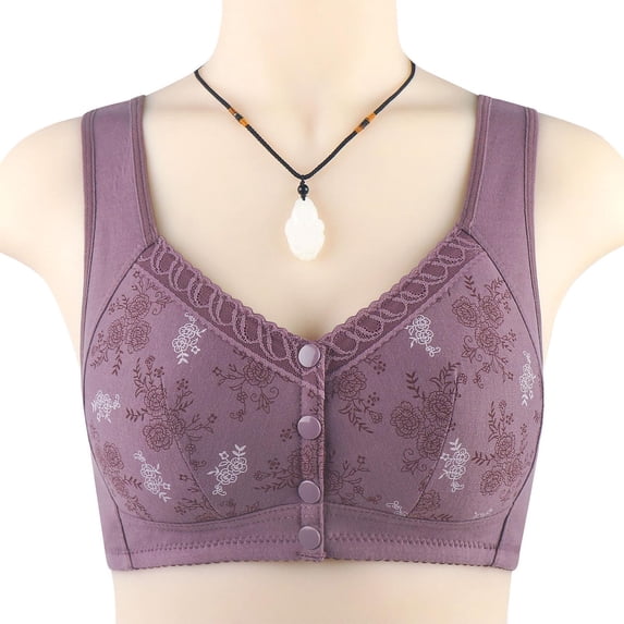 Naughtyhood Women's Plus Size Bra,Casual Sexy Lace Front Button Shaping Cup Shoulder Strap Underwire Bra Plus Size Extra-Elastic Wirefree,Woman's Gathered Together Underwear